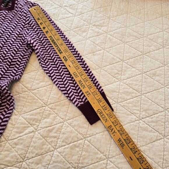 J.Crew Collection Cashmere Sweater Women's S Burgundy Herringbone Preppy Classic - Picture 9 of 12